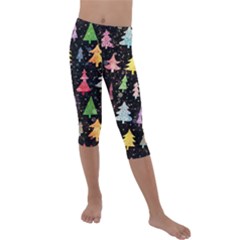 Fun Christmas Trees Kids  Lightweight Velour Capri Leggings  by kyorashop23