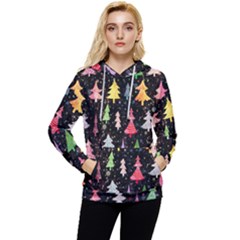 Fun Christmas Trees Women s Lightweight Drawstring Hoodie