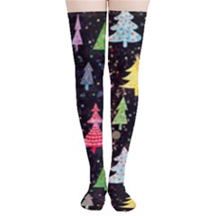 Fun Christmas Trees Thigh High Stockings