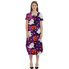 Fun Halloween Ghosts, Adoxali, Fun, Halloween T-shirt Midi Dress With Pockets