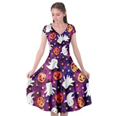 Fun Halloween Ghosts, Adoxali, Fun, Halloween Cap Sleeve Wrap Front Dress by kyorashop23