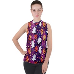 Fun Halloween Ghosts, Adoxali, Fun, Halloween Mock Neck Chiffon Sleeveless Top by kyorashop23