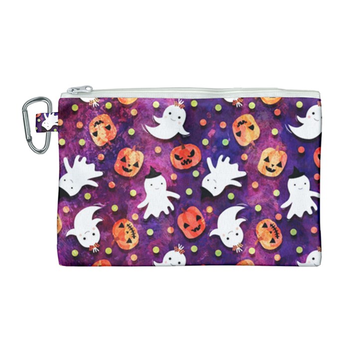 Fun Halloween Ghosts, Adoxali, Fun, Halloween Canvas Cosmetic Bag (Large)