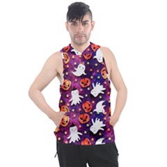 Fun Halloween Ghosts, Adoxali, Fun, Halloween Men s Sleeveless Hoodie by kyorashop23