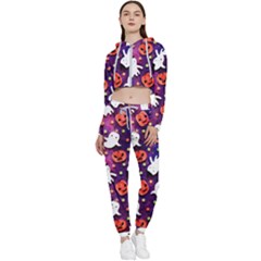 Fun Halloween Ghosts, Adoxali, Fun, Halloween Cropped Zip Up Lounge Set by kyorashop23