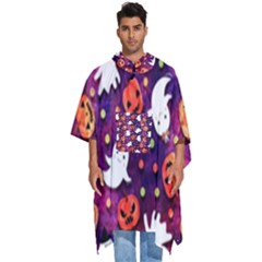 Fun Halloween Ghosts, Adoxali, Fun, Halloween Men s Hooded Rain Ponchos