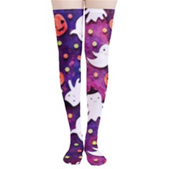 Fun Halloween Ghosts, Adoxali, Fun, Halloween Thigh High Stockings