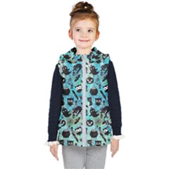 Ghosts Owls Pumpkins Kids  Hooded Puffer Vest