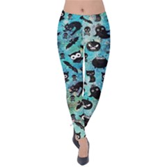 Ghosts Owls Pumpkins Velvet Leggings