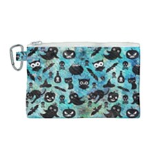 Ghosts Owls Pumpkins Canvas Cosmetic Bag (medium) by kyorashop23