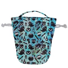 Ghosts Owls Pumpkins Drawstring Bucket Bag by kyorashop23