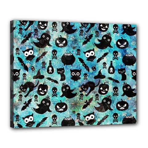 Ghosts Owls Pumpkins Canvas 20  X 16  (stretched) by kyorashop23