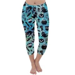 Ghosts Owls Pumpkins Capri Winter Leggings 