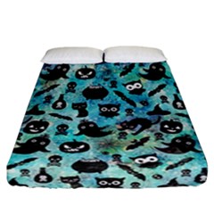 Ghosts Owls Pumpkins Fitted Sheet (california King Size) by kyorashop23