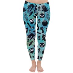 Ghosts Owls Pumpkins Classic Winter Leggings