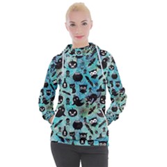 Ghosts Owls Pumpkins Women s Hooded Pullover