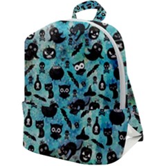 Ghosts Owls Pumpkins Zip Up Backpack by kyorashop23