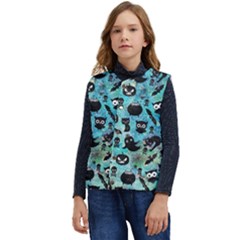 Ghosts Owls Pumpkins Kid s Button Up Puffer Vest	