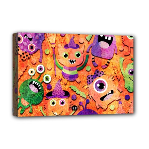 Halloween Monsters Deluxe Canvas 18  X 12  (stretched) by kyorashop23