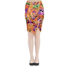 Halloween Monsters Midi Wrap Pencil Skirt by kyorashop23