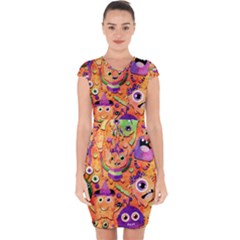 Halloween Monsters Capsleeve Drawstring Dress  by kyorashop23