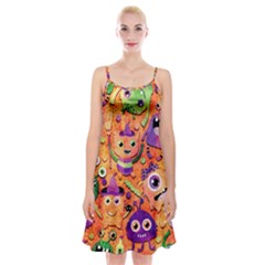 Halloween Monsters Spaghetti Strap Velvet Dress