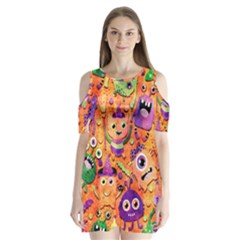 Halloween Monsters Shoulder Cutout Velvet One Piece