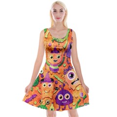 Halloween Monsters Reversible Velvet Sleeveless Dress