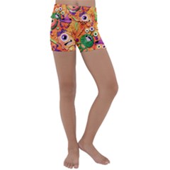 Halloween Monsters Kids  Lightweight Velour Yoga Shorts by kyorashop23