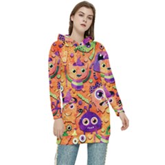 Halloween Monsters Women s Long Oversized Pullover Hoodie