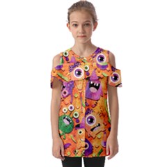 Halloween Monsters Fold Over Open Sleeve Top by kyorashop23