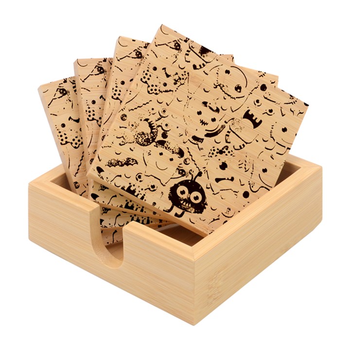 Halloween Monsters Bamboo Coaster Set