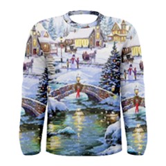 Icy Lights, Art, Christmas, Houses Men s Long Sleeve T-shirt