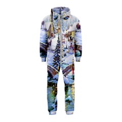 Icy Lights, Art, Christmas, Houses Hooded Jumpsuit (kids)