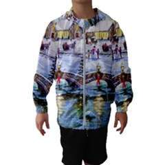 Icy Lights, Art, Christmas, Houses Kids  Hooded Windbreaker