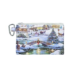 Icy Lights, Art, Christmas, Houses Canvas Cosmetic Bag (small) by kyorashop23