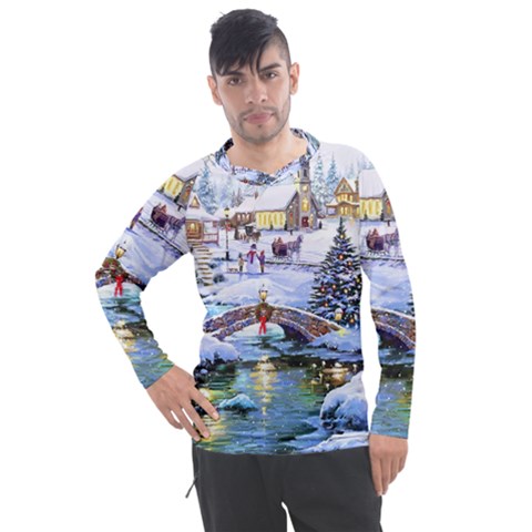 Icy Lights, Art, Christmas, Houses Men s Pique Long Sleeve T-shirt by kyorashop23