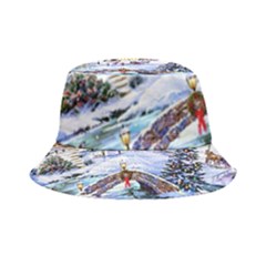 Icy Lights, Art, Christmas, Houses Inside Out Bucket Hat by kyorashop23