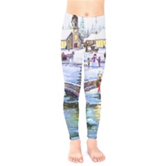 Icy Lights, Art, Christmas, Houses Kids  Classic Winter Leggings