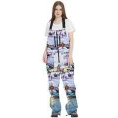 Icy Lights, Art, Christmas, Houses Women s Front Zip Ski And Snowboard Bib Pants by kyorashop23