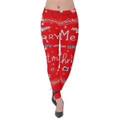 Merry, Happy Christmas, Christmas Gnome Velvet Leggings