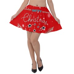 Merry, Happy Christmas, Christmas Gnome Velvet Skater Skirt