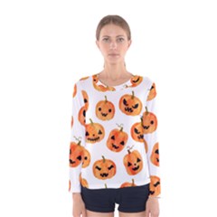 Orange Carved Pumpkins, Adoxali, Halloween Women s Long Sleeve T-shirt