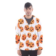 Orange Carved Pumpkins, Adoxali, Halloween Men s Hooded Windbreaker