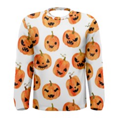 Orange Carved Pumpkins, Adoxali, Halloween Men s Long Sleeve T-shirt