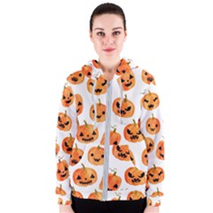 Orange Carved Pumpkins, Adoxali, Halloween Women s Zipper Hoodie