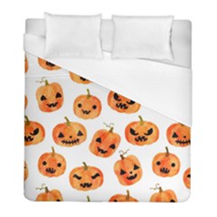 Orange Carved Pumpkins, Adoxali, Halloween Duvet Cover (full/ Double Size) by kyorashop23