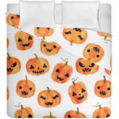 Orange Carved Pumpkins, Adoxali, Halloween Duvet Cover Double Side (king Size) by kyorashop23