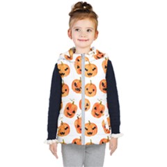 Orange Carved Pumpkins, Adoxali, Halloween Kids  Hooded Puffer Vest