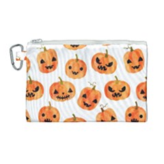 Orange Carved Pumpkins, Adoxali, Halloween Canvas Cosmetic Bag (large) by kyorashop23